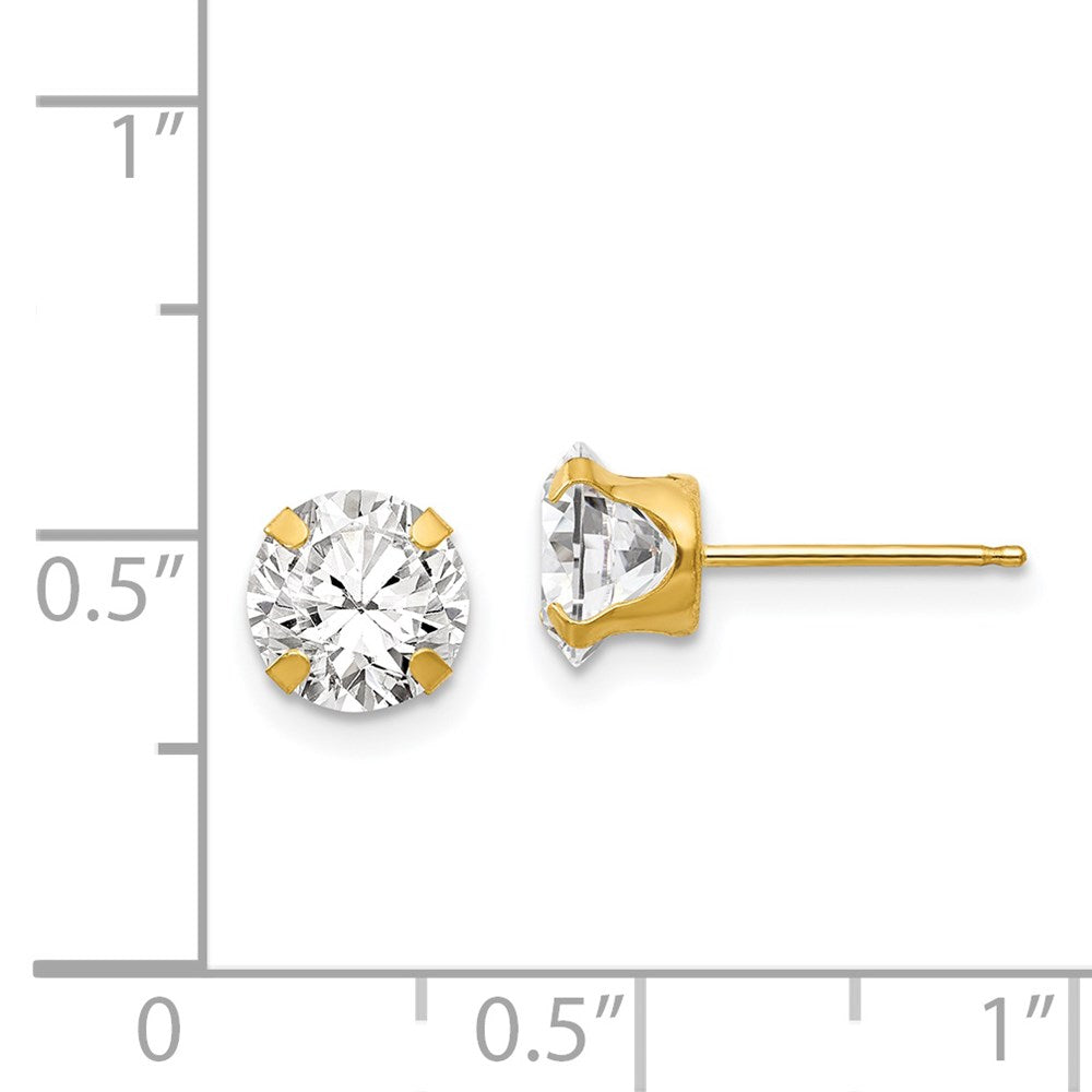 FJC Finejewelers 14 kt Yellow Gold Stud Madi K 6.5mm CZ Post Earrings 6 mm x 6 mm