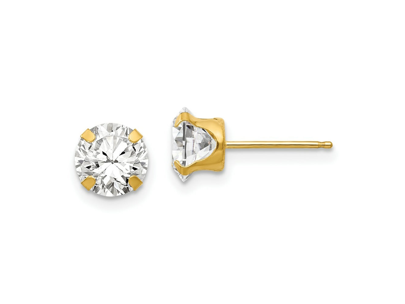 FJC Finejewelers 14 kt Yellow Gold Stud Madi K 6.5mm CZ Post Earrings 6 mm x 6 mm