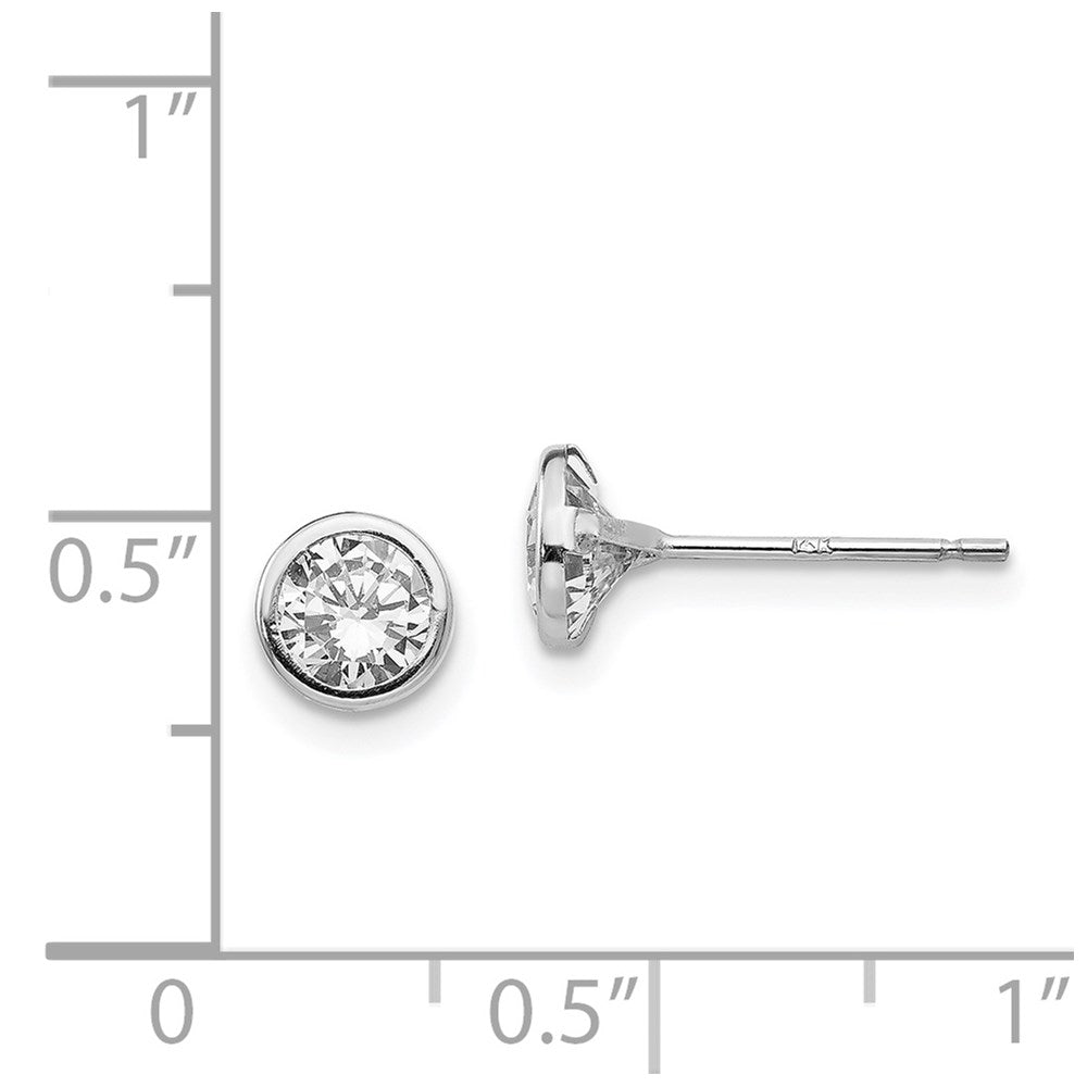 FJC Finejewelers 14 kt White Gold Stud Madi K Bezel Set CZ Post Earrings 5 mm x 5 mm