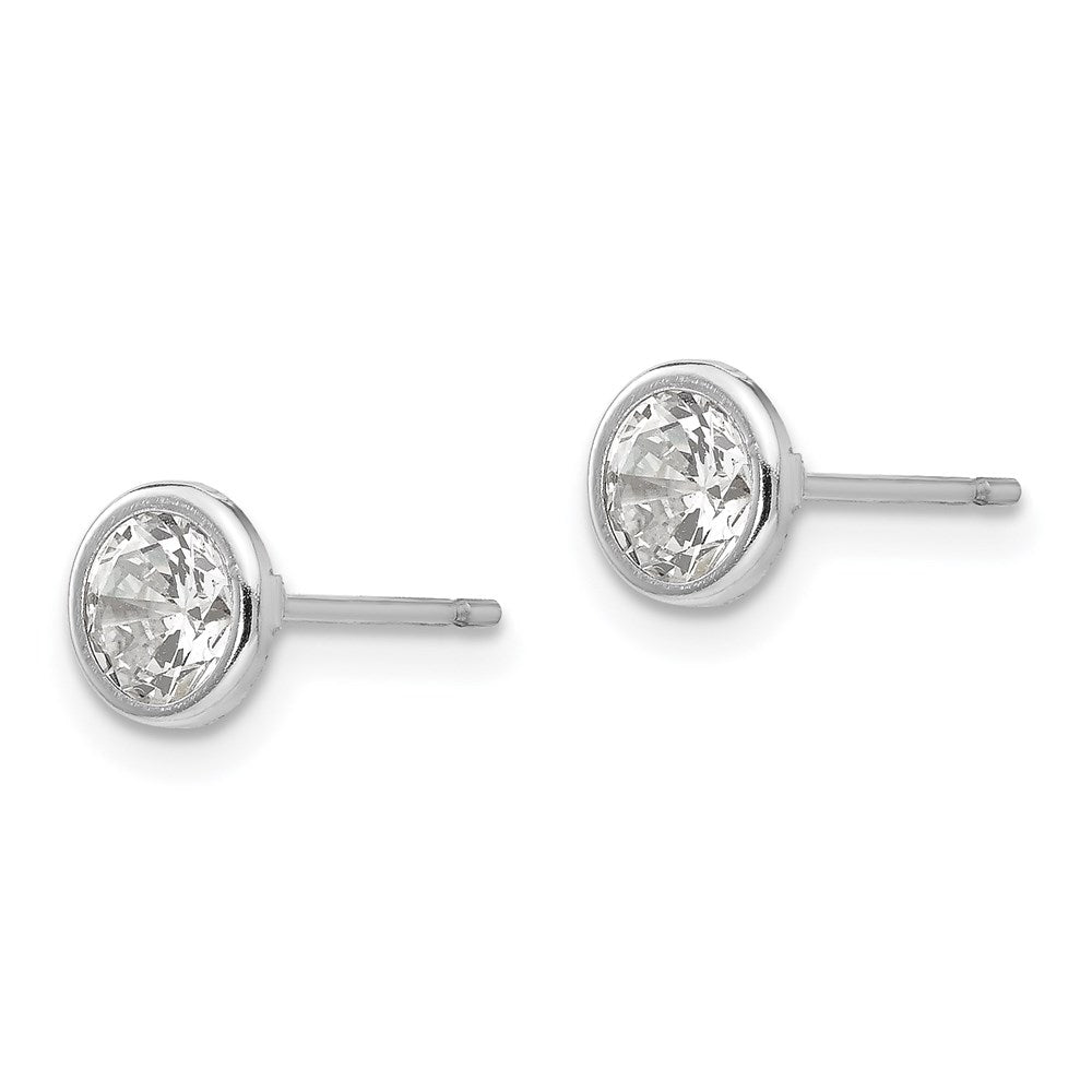 FJC Finejewelers 14 kt White Gold Stud Madi K Bezel Set CZ Post Earrings 5 mm x 5 mm