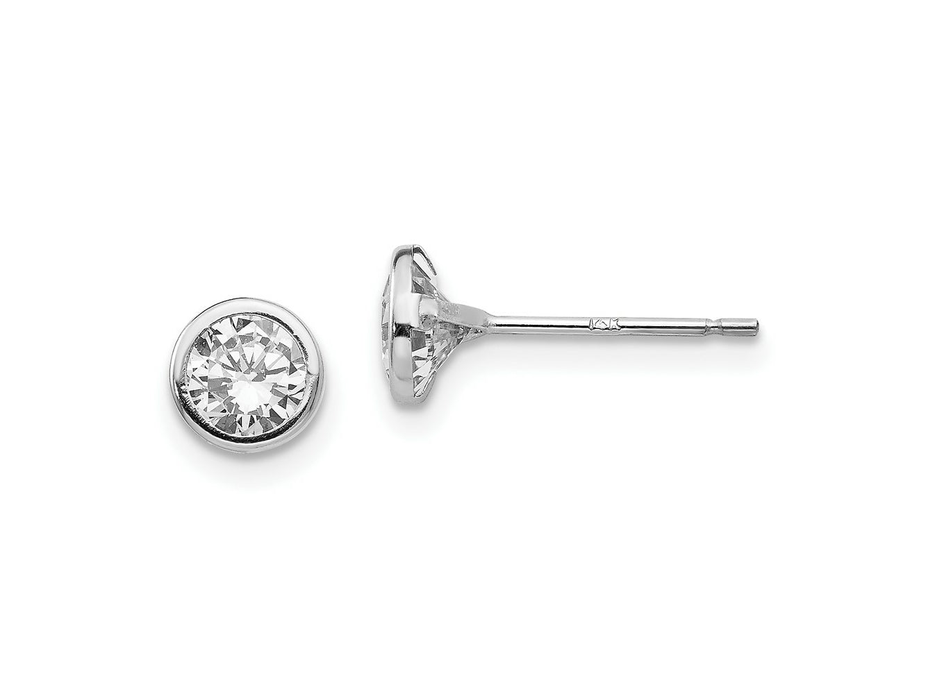 FJC Finejewelers 14 kt White Gold Stud Madi K Bezel Set CZ Post Earrings 5 mm x 5 mm
