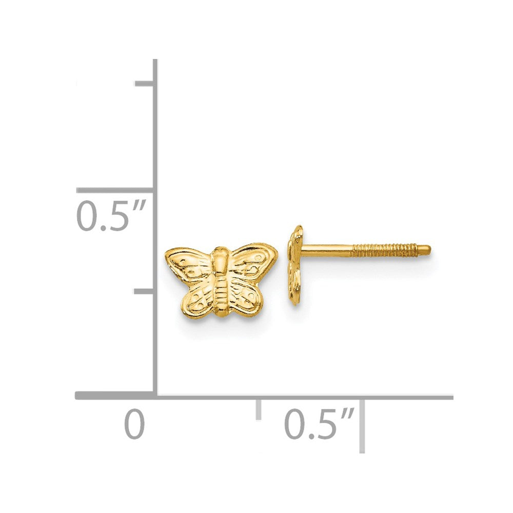 FJC Finejewelers 14 kt Yellow Gold Button Madi K Polished Butterfly Screwback Earrings 5 x 6 mm
