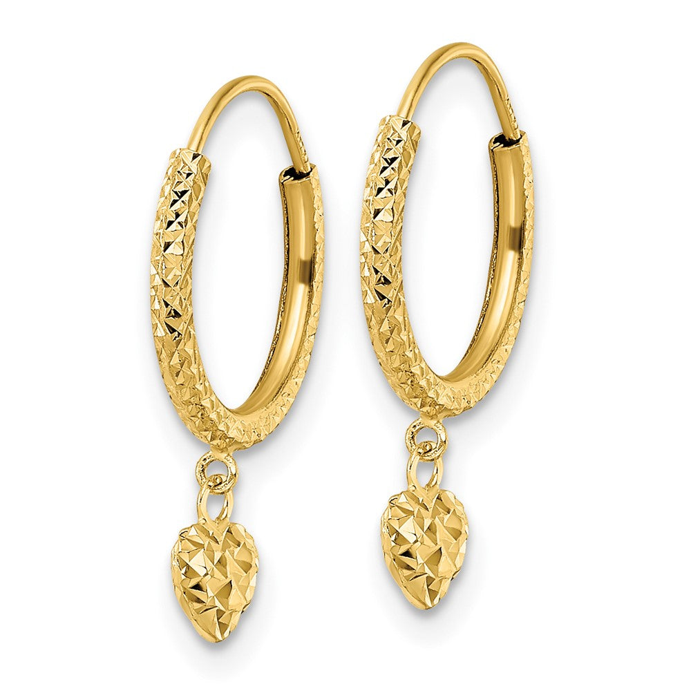 FJC Finejewelers 14 kt Yellow Gold Madi K Bright Cut Heart Hoop Earrings 20 x 13 mm