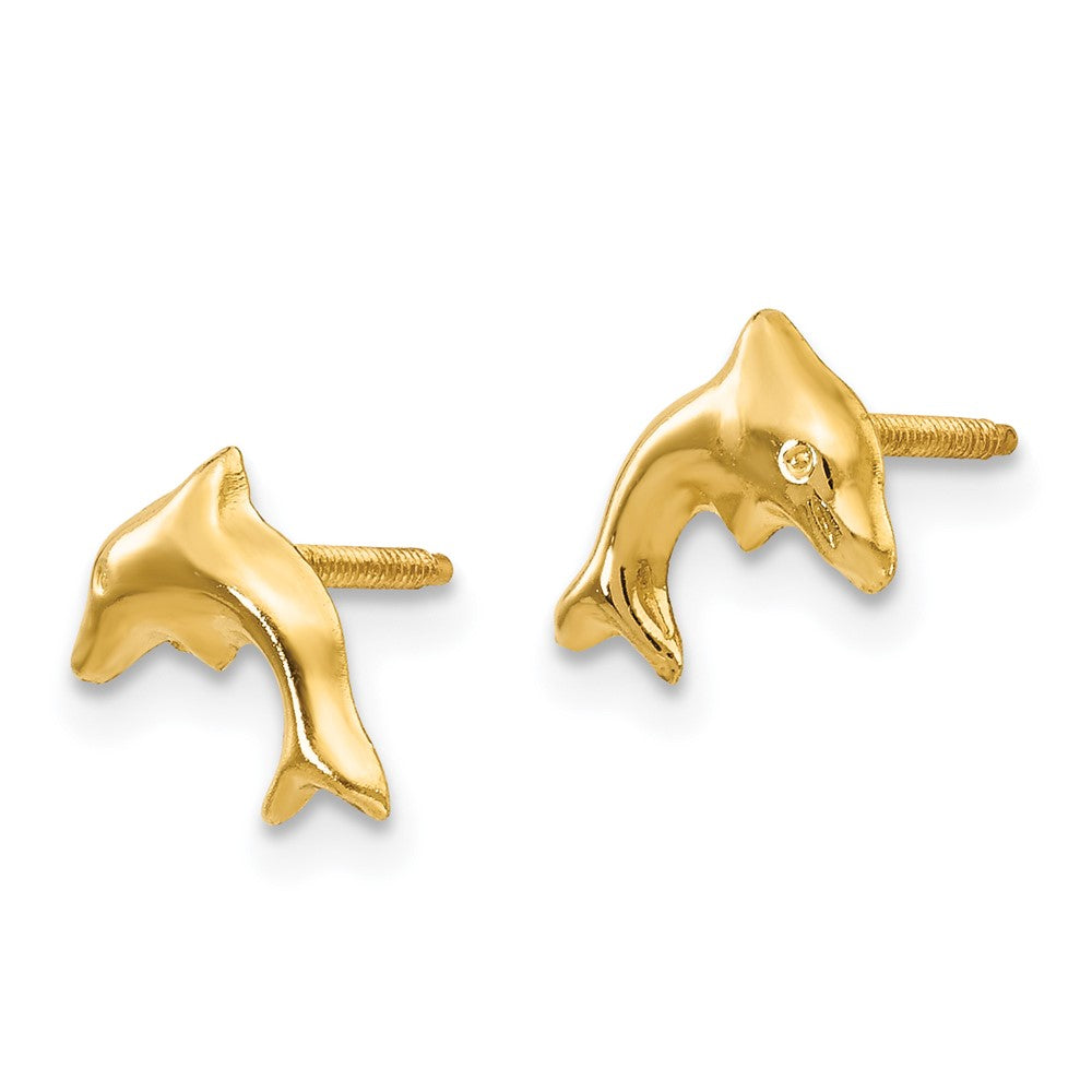 FJC Finejewelers 14 kt Yellow Gold Button Madi K Sm. Dolphin Earrings 8 x 5 mm