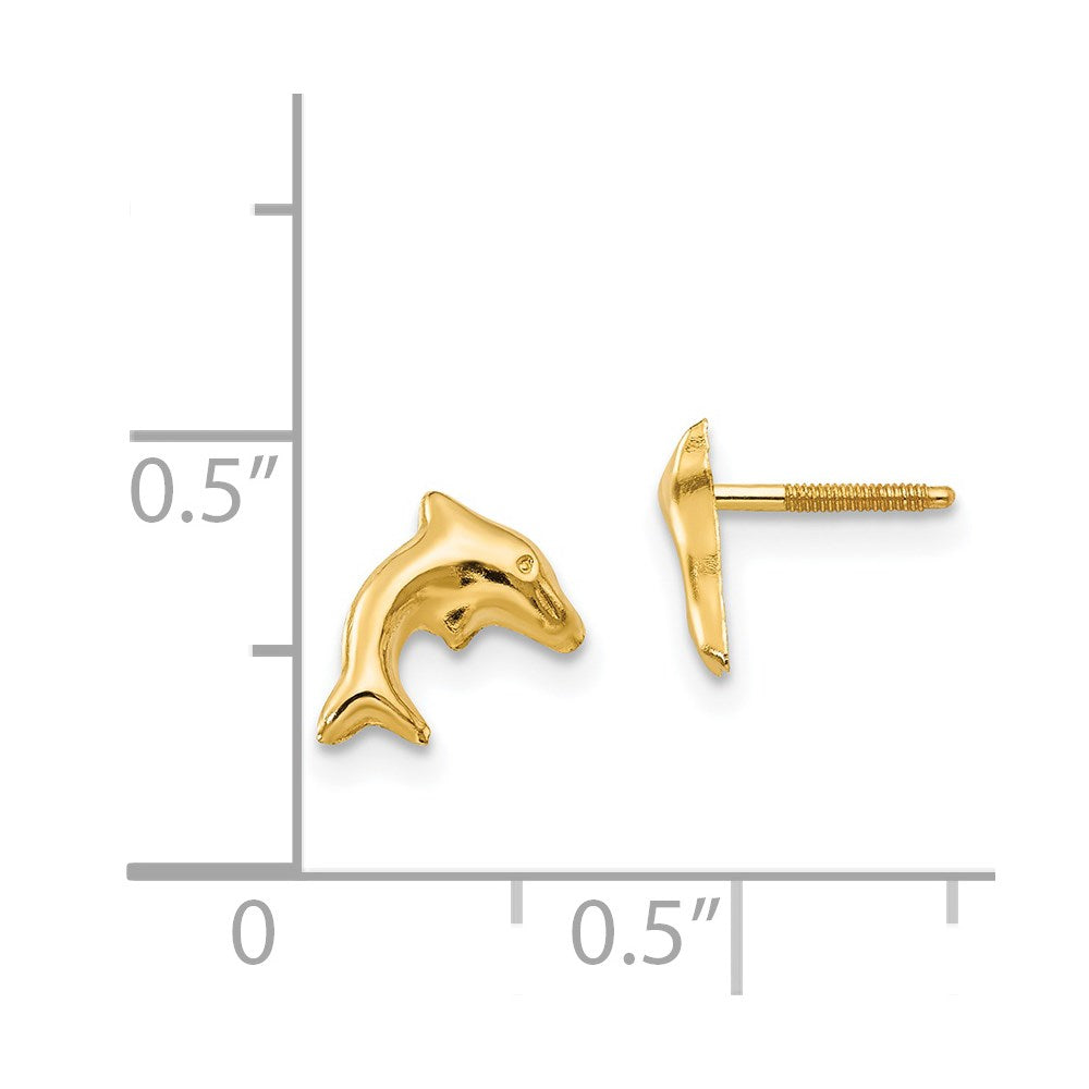 FJC Finejewelers 14 kt Yellow Gold Button Madi K Sm. Dolphin Earrings 8 x 5 mm