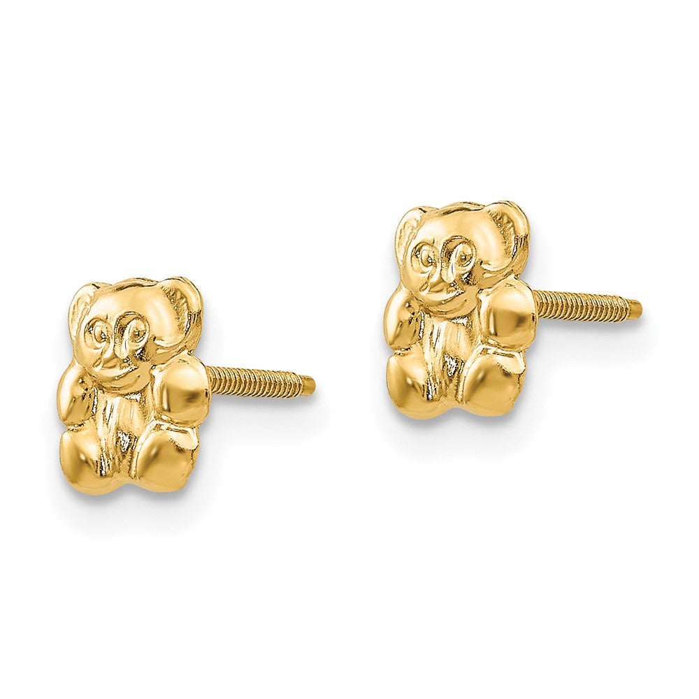 FJC Finejewelers 14 kt Yellow Gold Button Madi K Polished Teddy Bear Screwback Earrings 6 x 6 mm