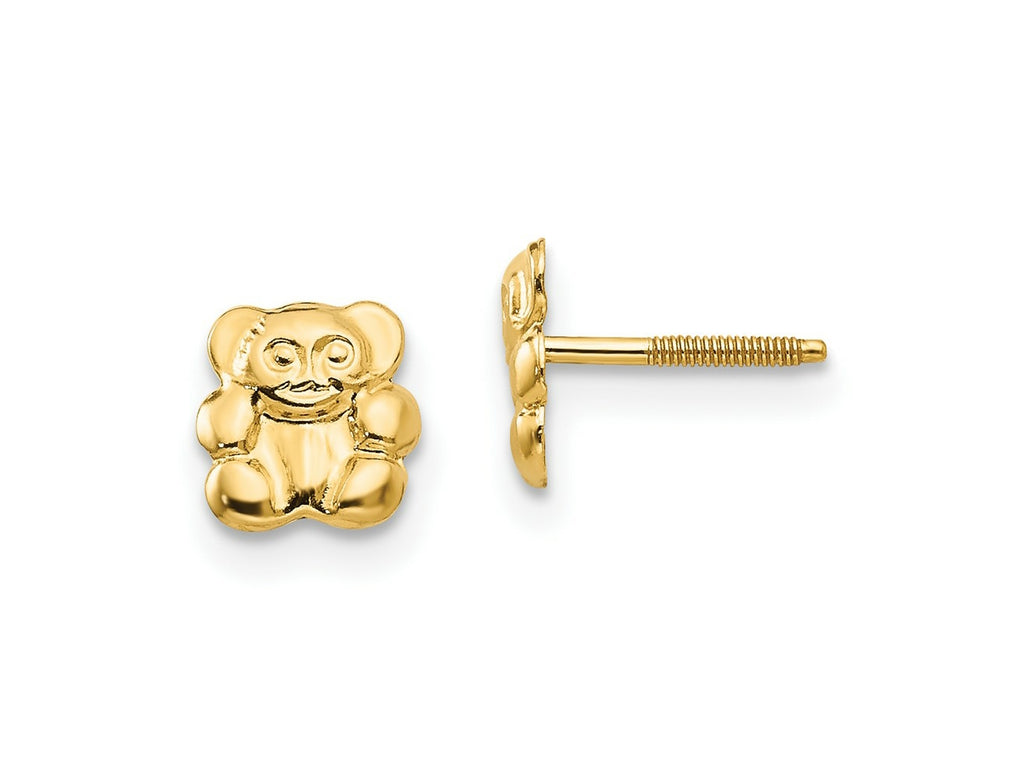 FJC Finejewelers 14 kt Yellow Gold Button Madi K Polished Teddy Bear Screwback Earrings 6 x 6 mm