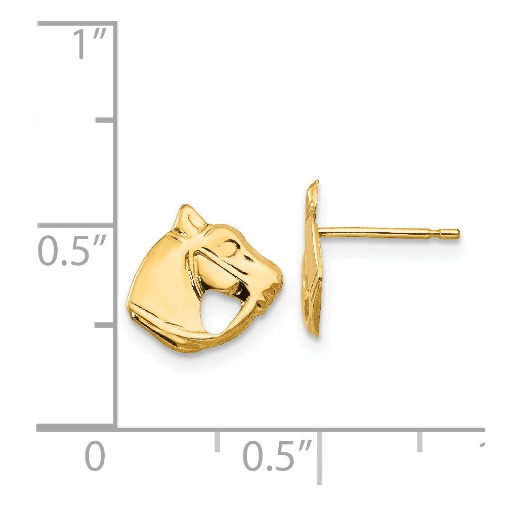 FJC Finejewelers 14 kt Yellow Gold Button Madi K Polished Horse Head Post Earrings 8 x 9 mm
