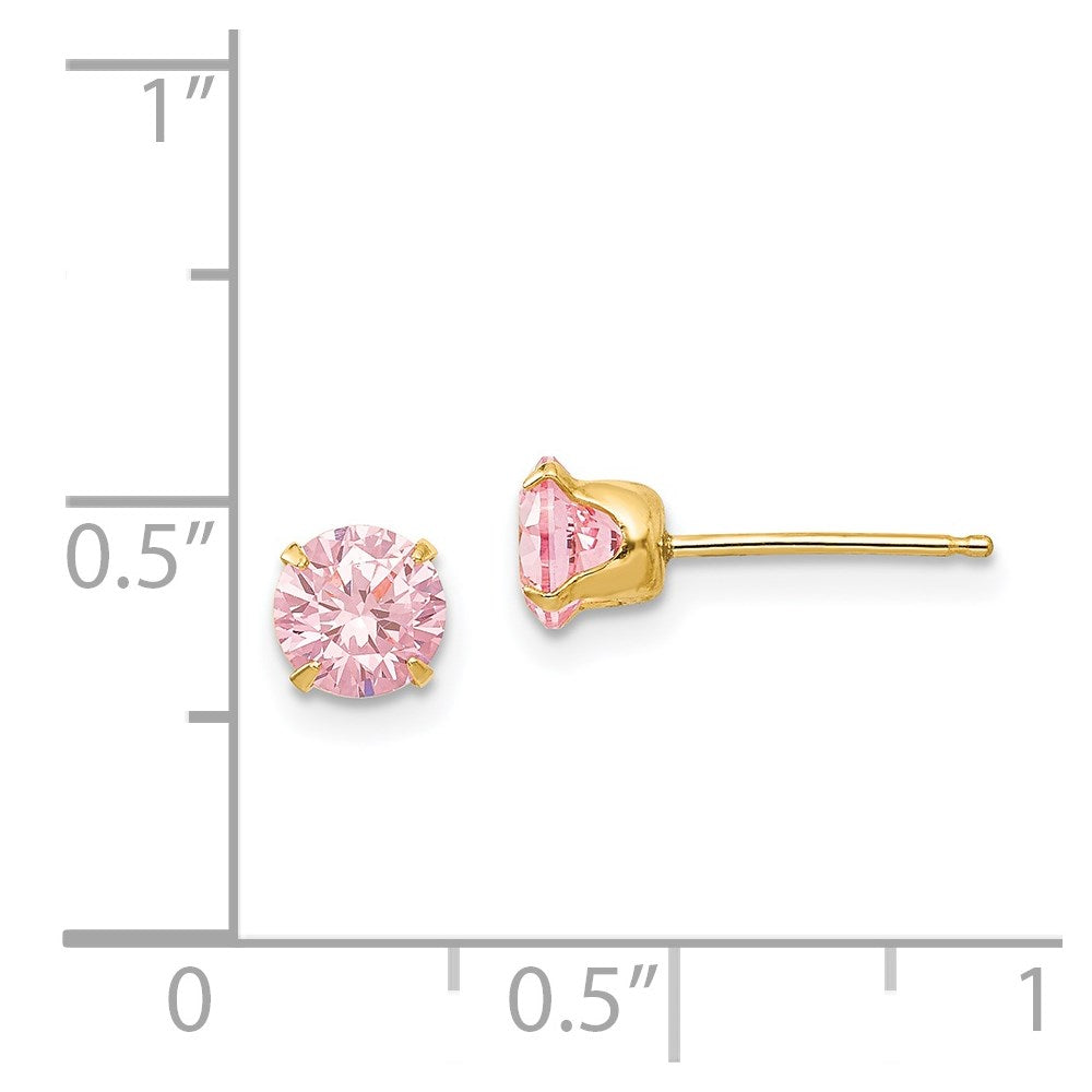 FJC Finejewelers 14 kt Yellow Gold Stud Madi K Pink CZ Post Earrings 5 x 5 mm