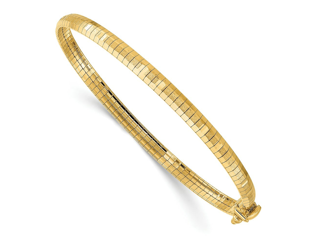 FJC Finejewelers 14 kt Yellow Gold Omega and Cubetto Yellow and Satin Bright Cut Omega Bracelet 7.5 Inches x 4.15 mm