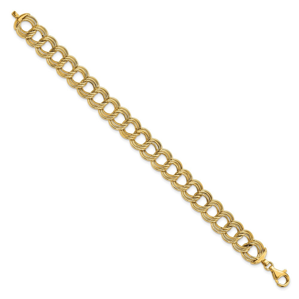 FJC Finejewelers 14 kt Yellow Gold Polished Fancy Triple Link Bracelet 7.5 Inches x 11.8 mm
