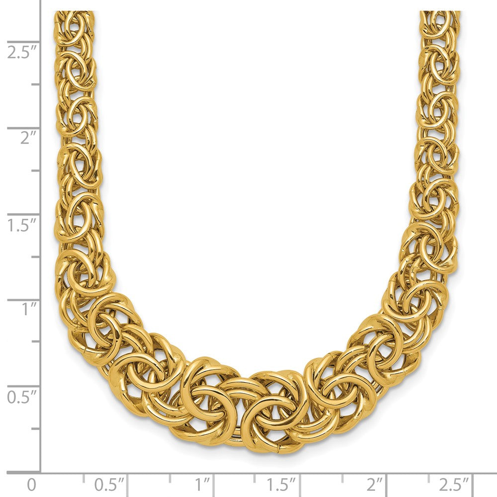 FJC Finejewelers 14 kt Yellow Gold Graduated Byzantine Necklace 17.25 Inches x 10 mm