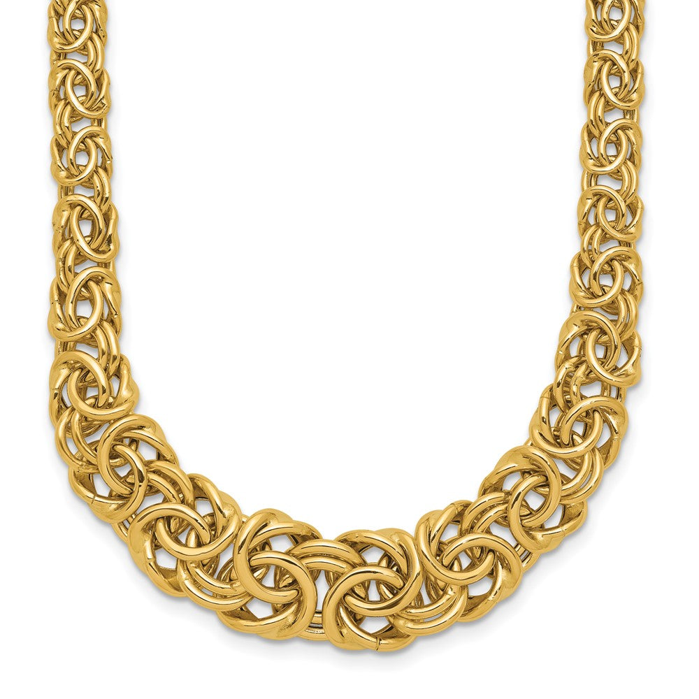 FJC Finejewelers 14 kt Yellow Gold Graduated Byzantine Necklace 17.25 Inches x 10 mm