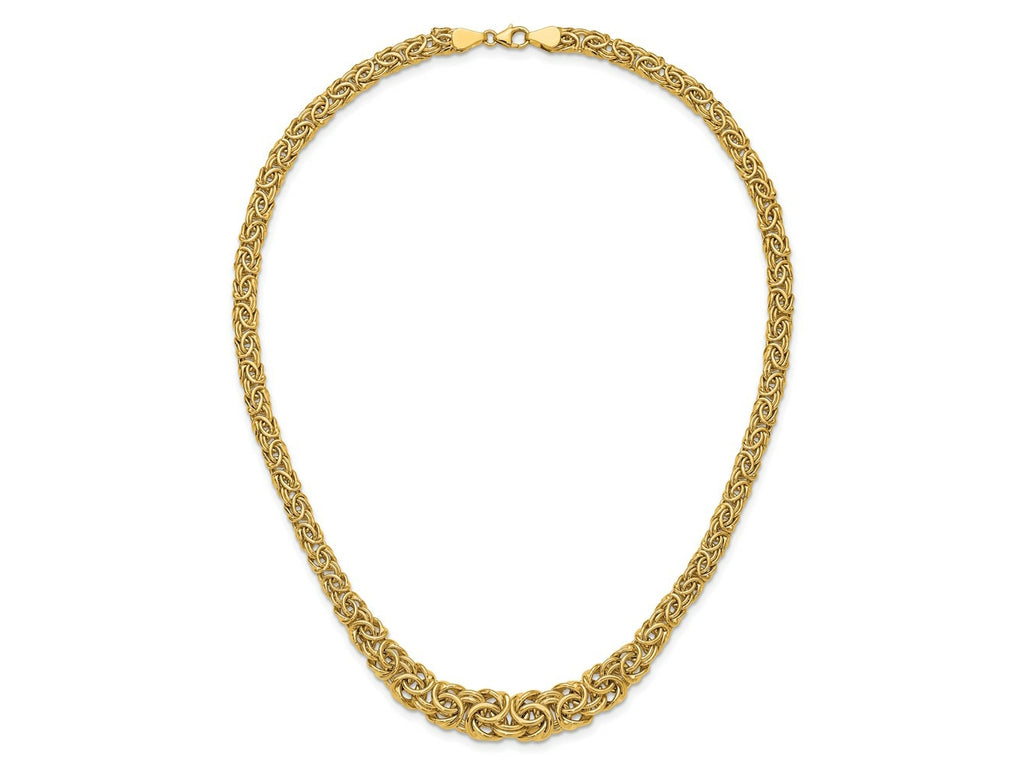 FJC Finejewelers 14 kt Yellow Gold Graduated Byzantine Necklace 17.25 Inches x 10 mm