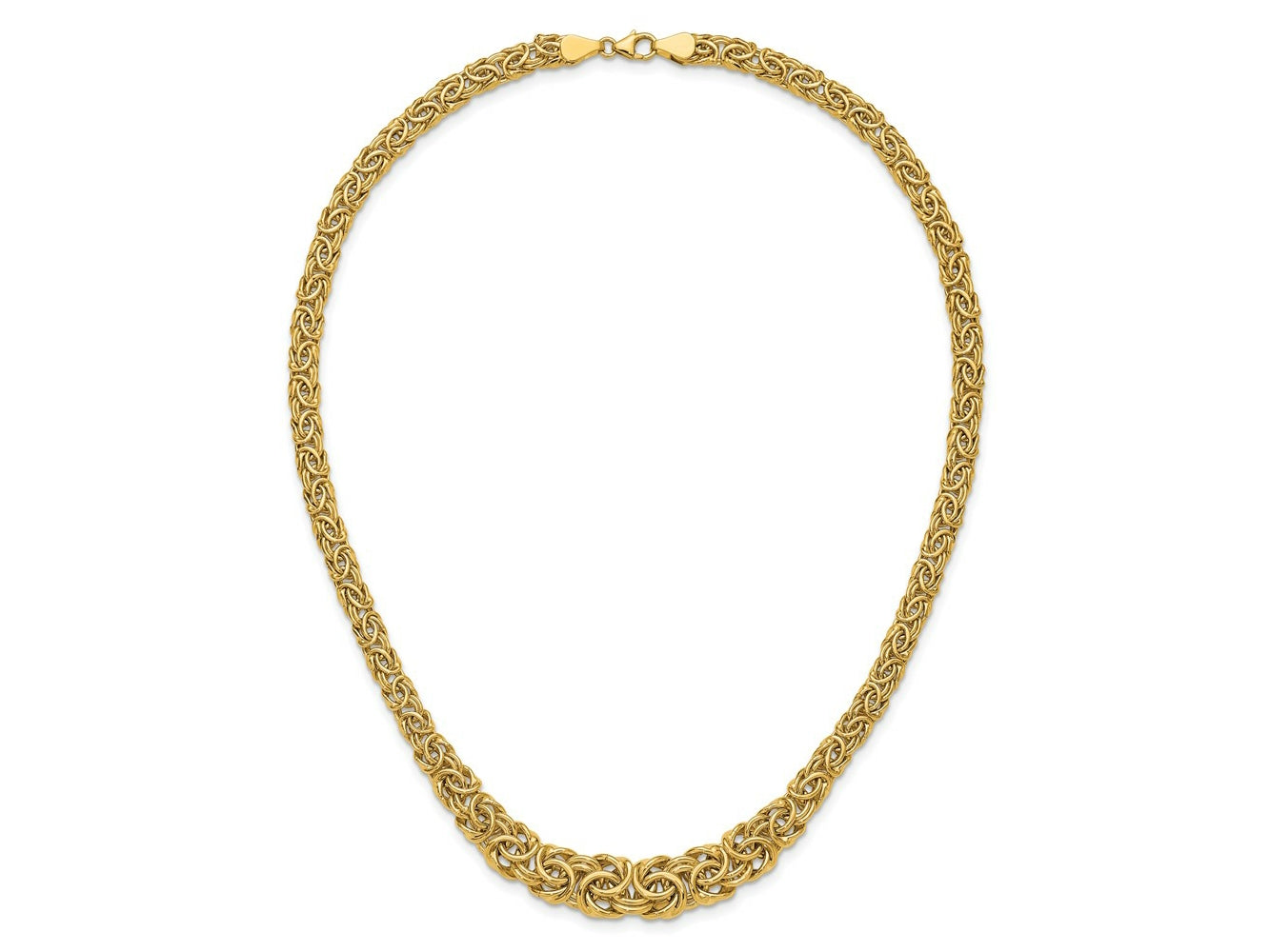 FJC Finejewelers 14 kt Yellow Gold Graduated Byzantine Necklace 17.25 Inches x 10 mm