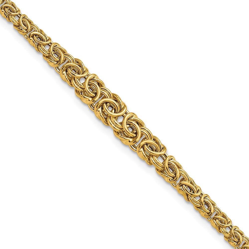 FJC Finejewelers 14 kt Yellow Gold Graduated Byzantine Bracelet 7.25 Inches x 10.3 mm