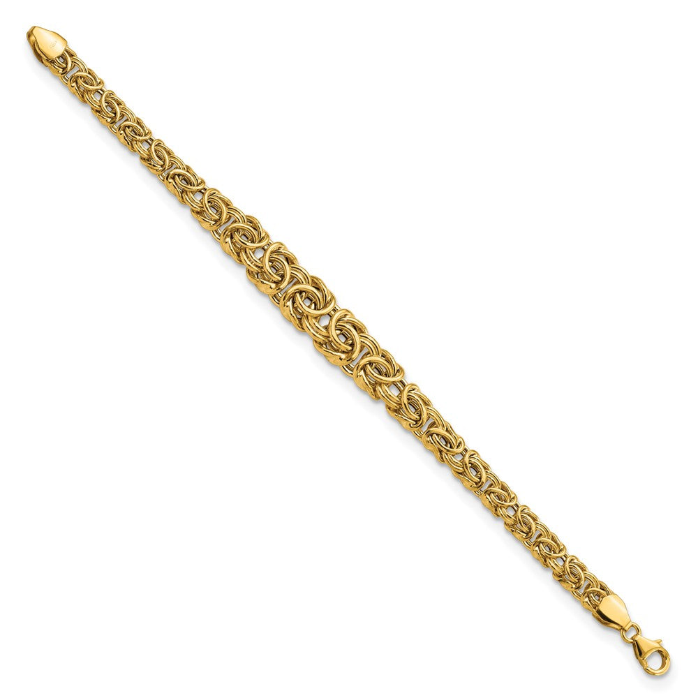 FJC Finejewelers 14 kt Yellow Gold Graduated Byzantine Bracelet 7.25 Inches x 10.3 mm