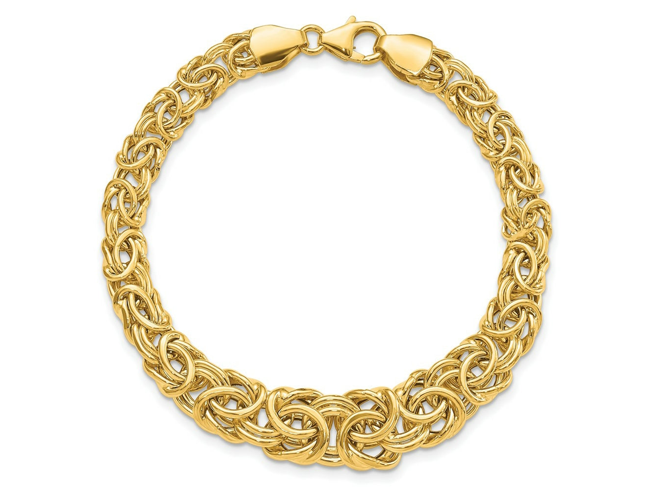 FJC Finejewelers 14 kt Yellow Gold Graduated Byzantine Bracelet 7.25 Inches x 10.3 mm
