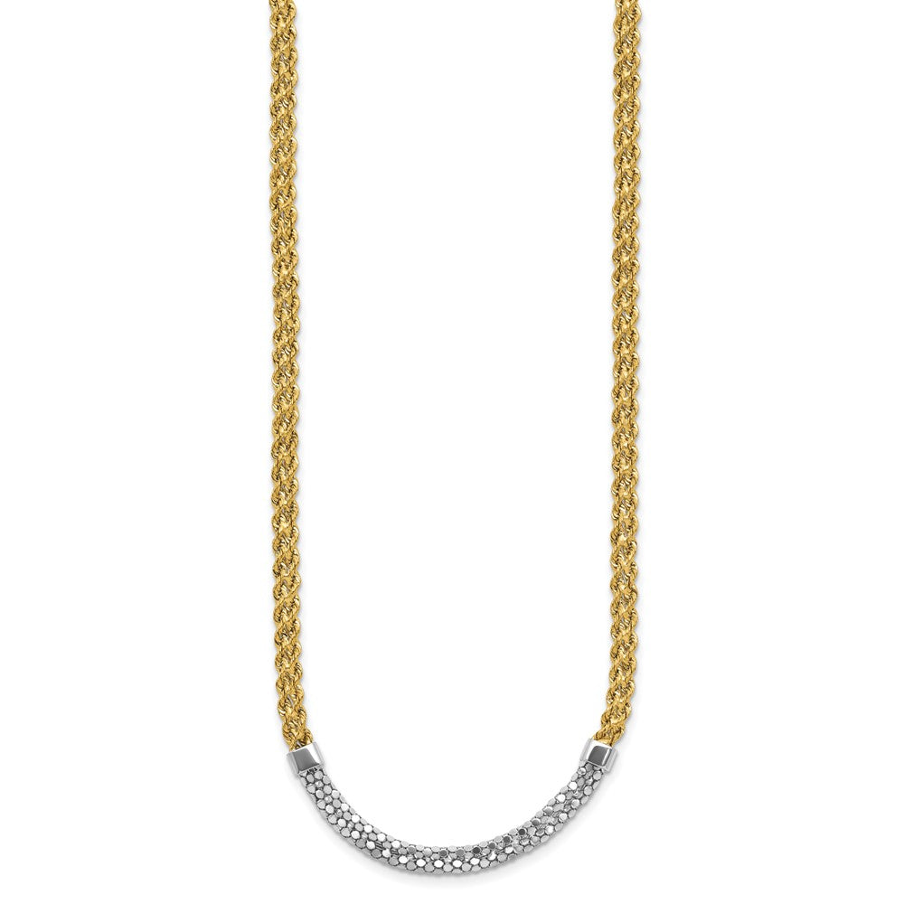 FJC Finejewelers 14 kt Yellow Gold and White Rhodium Bright Cut Twisted Fancy Necklace 18 Inches x 4 mm