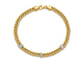 FJC Finejewelers 14 kt Yellow Gold Mesh and White Rhodium Bright Cut Flat Wheat Bracelet 7.5 Inches x 4.5 mm