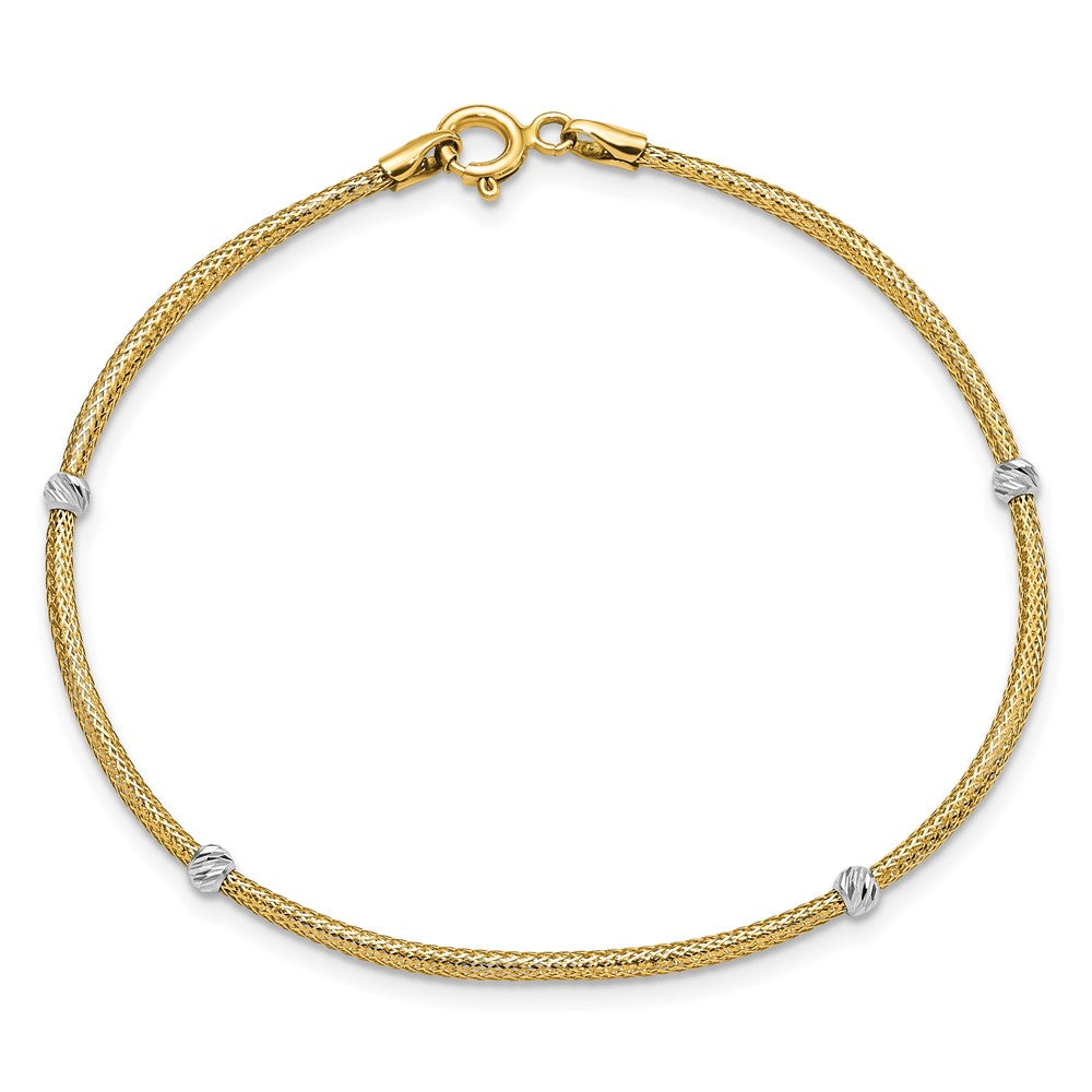 FJC Finejewelers 14 kt Yellow Gold Mesh Hollow Woven Flexible Beads Bracelet 7.25 Inches x 3 mm