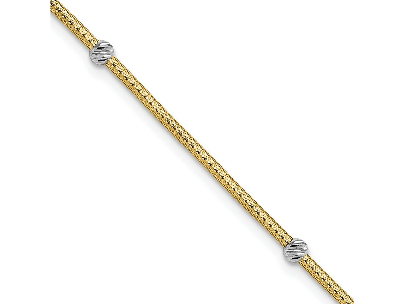 FJC Finejewelers 14 kt Yellow Gold Mesh Hollow Woven Flexible Beads Bracelet 7.25 Inches x 3 mm