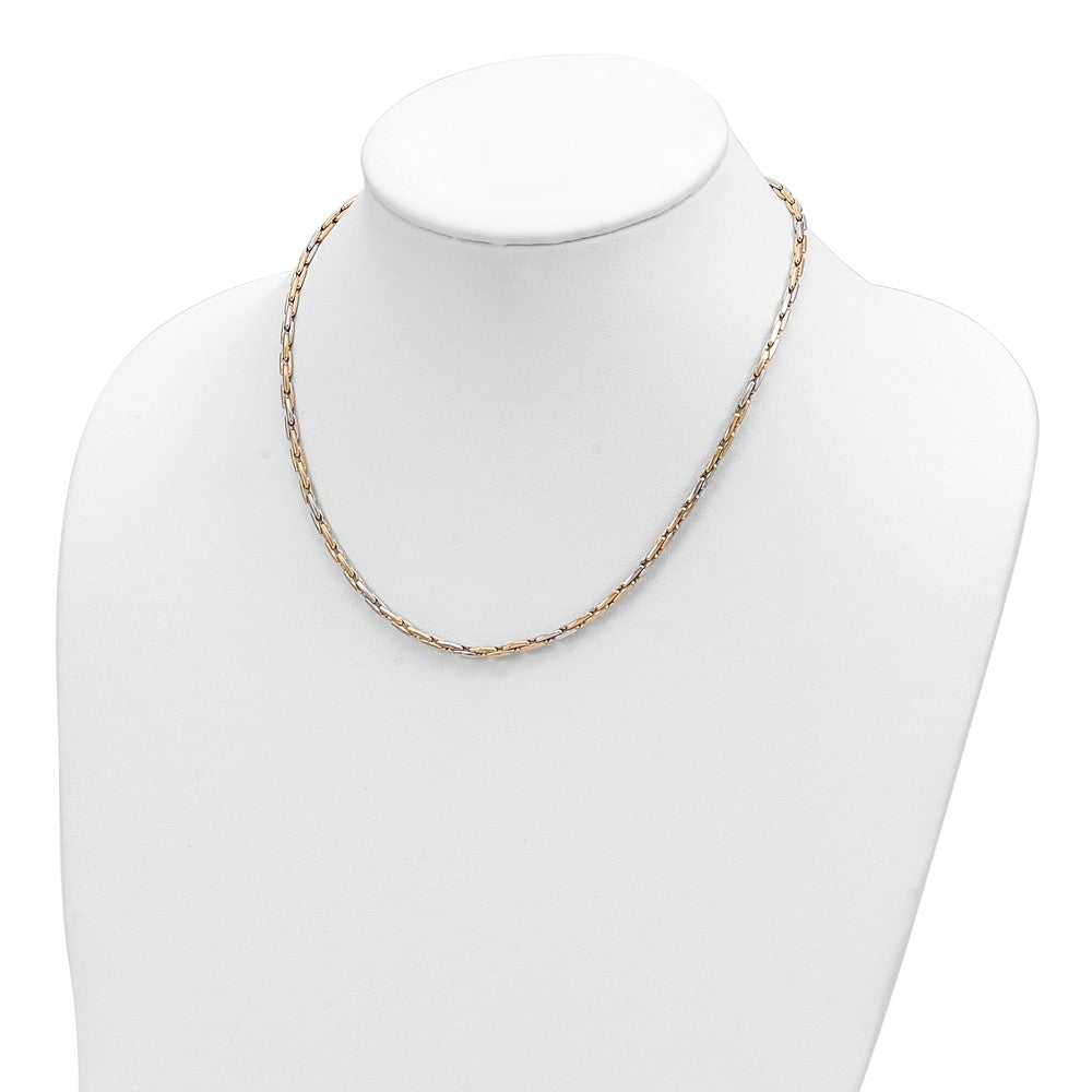 FJC Finejewelers 14 kt Two Tone Gold Two-Tone Polished Fancy Link Necklace 18 Inches x 2 mm