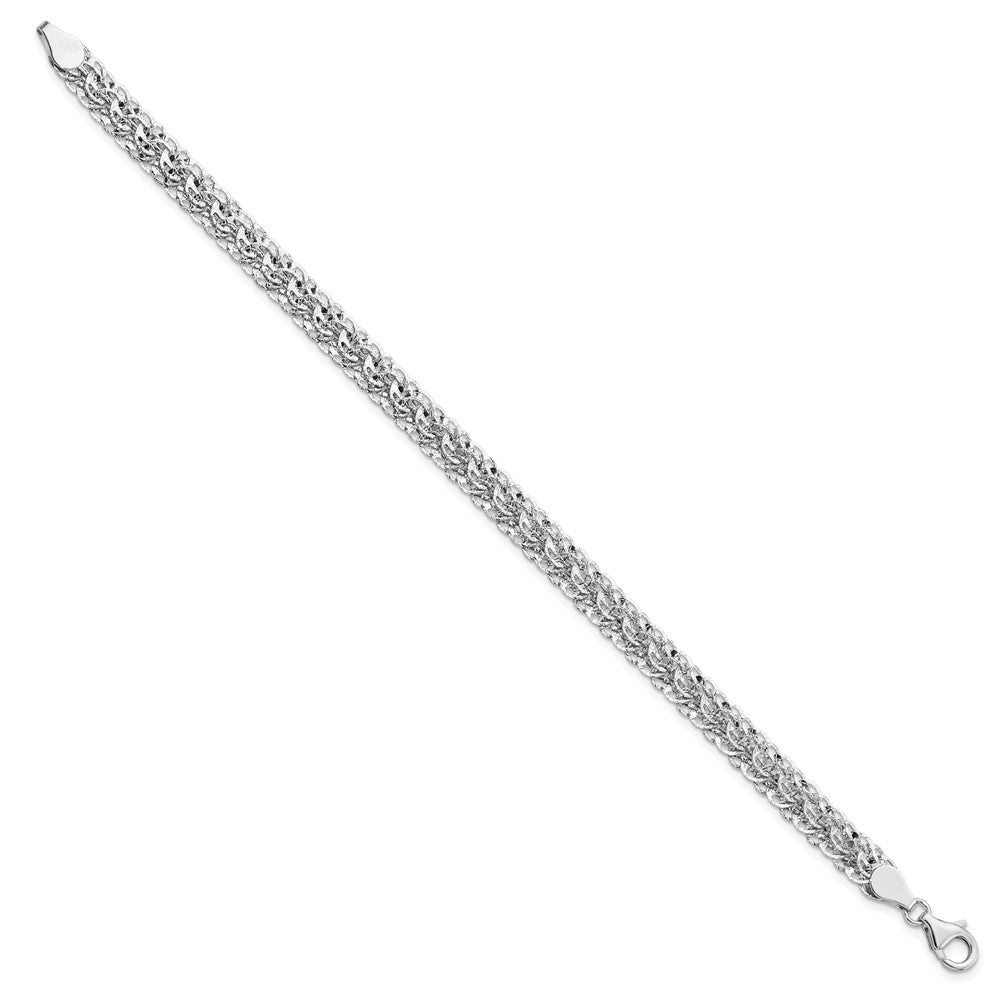 FJC Finejewelers 14 kt White Gold White Polished Bright Cut Fancy Link Bracelet 7.5 Inches x 6.5 mm