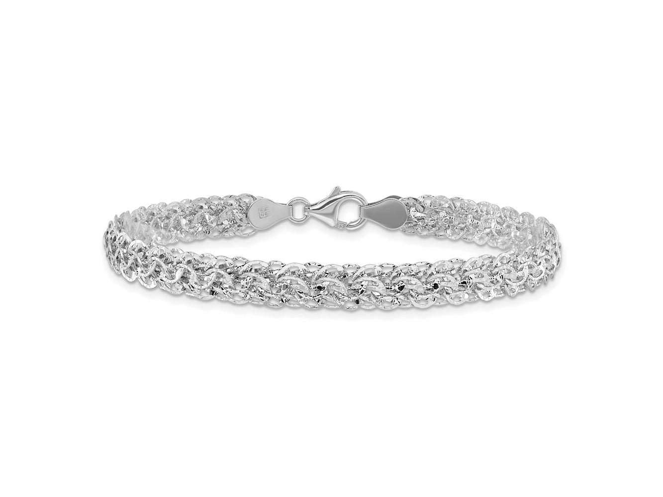 FJC Finejewelers 14 kt White Gold White Polished Bright Cut Fancy Link Bracelet 7.5 Inches x 6.5 mm
