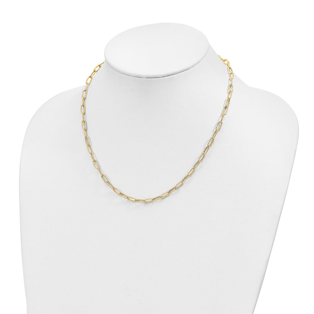 FJC Finejewelers 14 kt Yellow Gold Textured Open Link Necklace 18 Inches x 3 mm