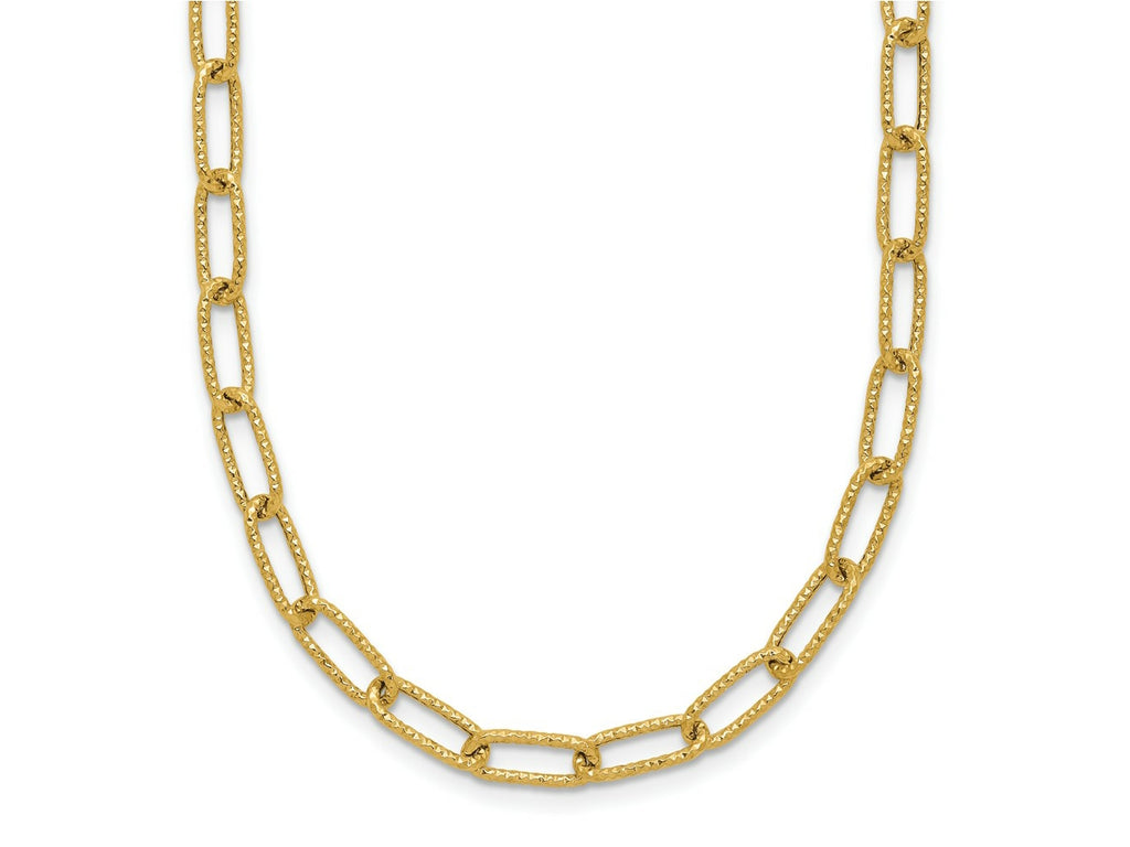 FJC Finejewelers 14 kt Yellow Gold Textured Open Link Necklace 18 Inches x 3 mm