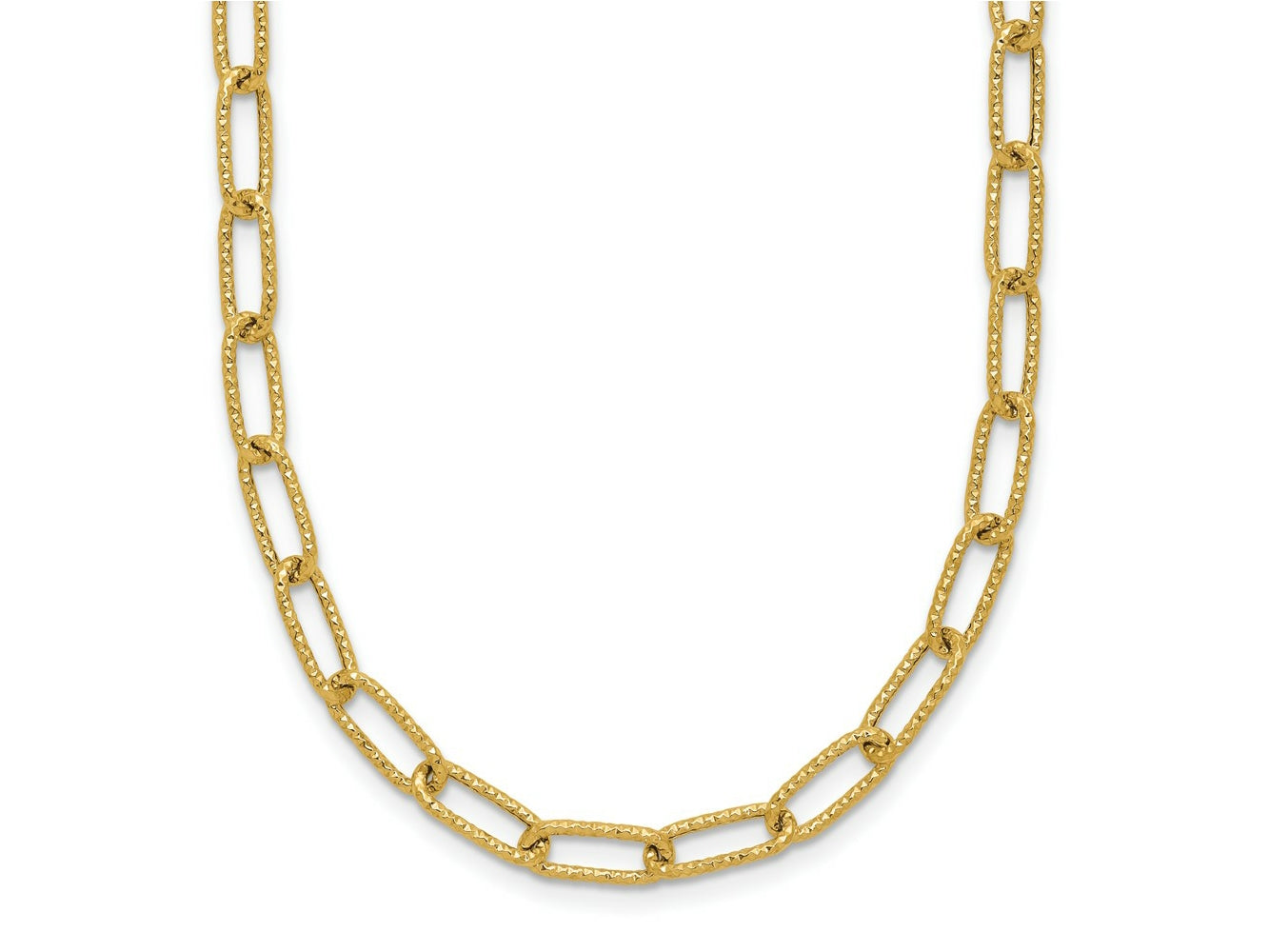 FJC Finejewelers 14 kt Yellow Gold Textured Open Link Necklace 18 Inches x 3 mm