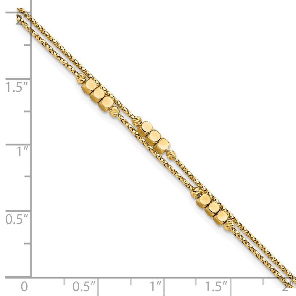 FJC Finejewelers 14 kt Yellow Gold Fancy Bright Cut Beaded Double Strand Bracelet 7.5 Inches x 3.2 mm