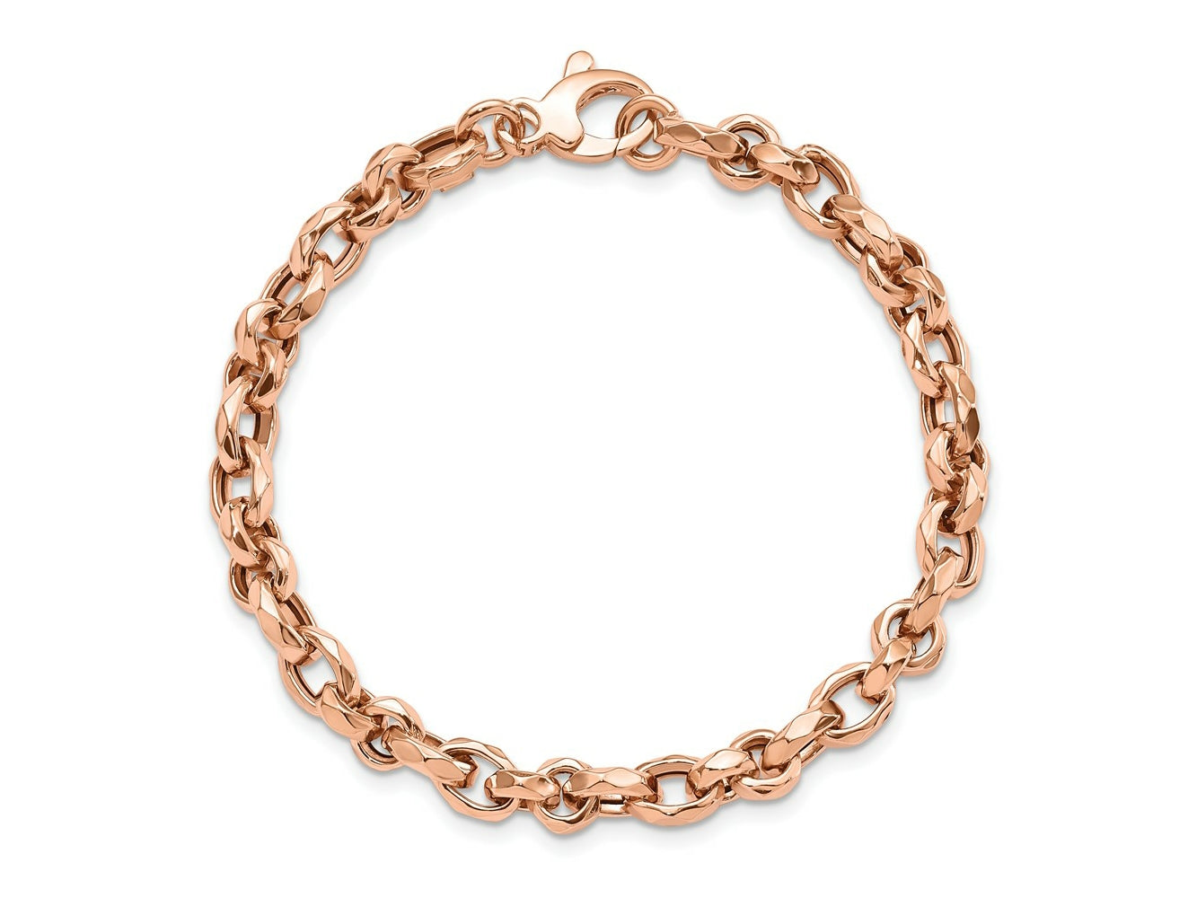 FJC Finejewelers 14 kt Rose Gold Polished Fancy Link Bracelet 7.5 Inches x 6.3 mm
