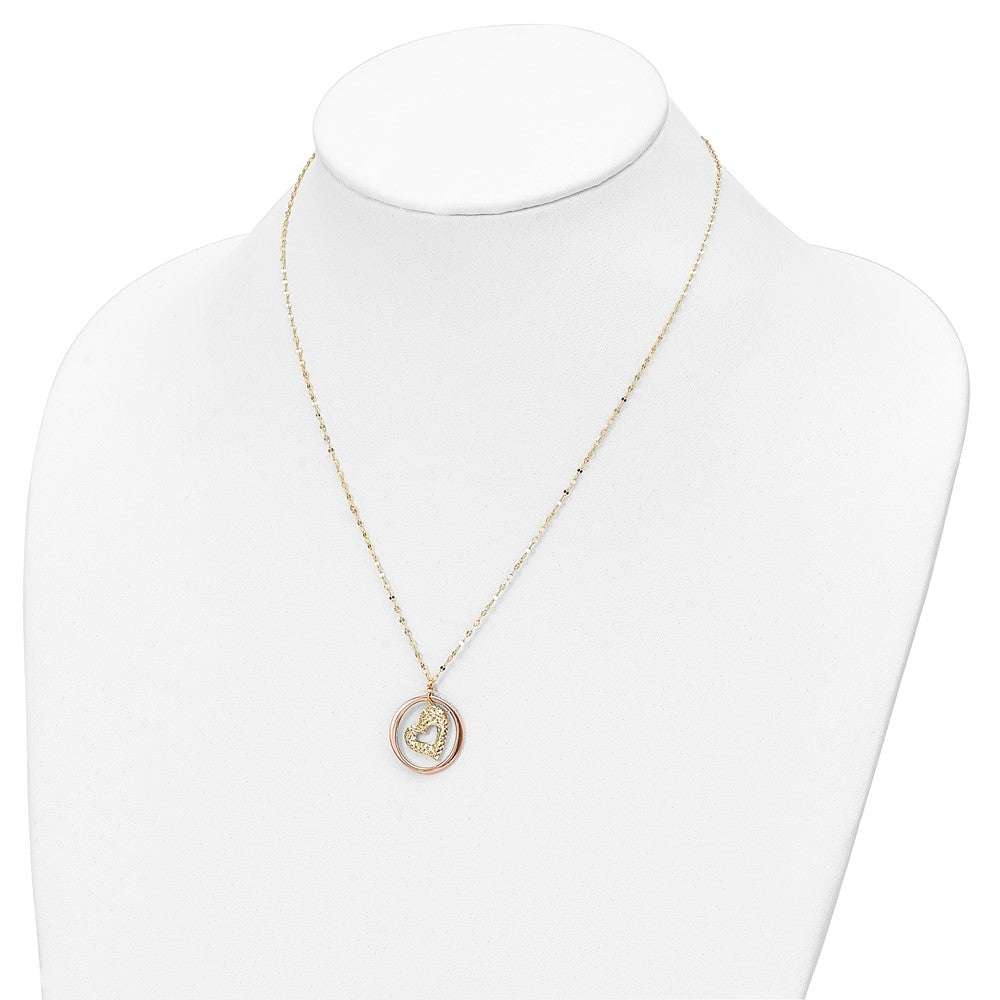 FJC Finejewelers 14 kt Two Tone Gold Two Tone Heart in Open Circle Necklace 18 Inches x 19 mm
