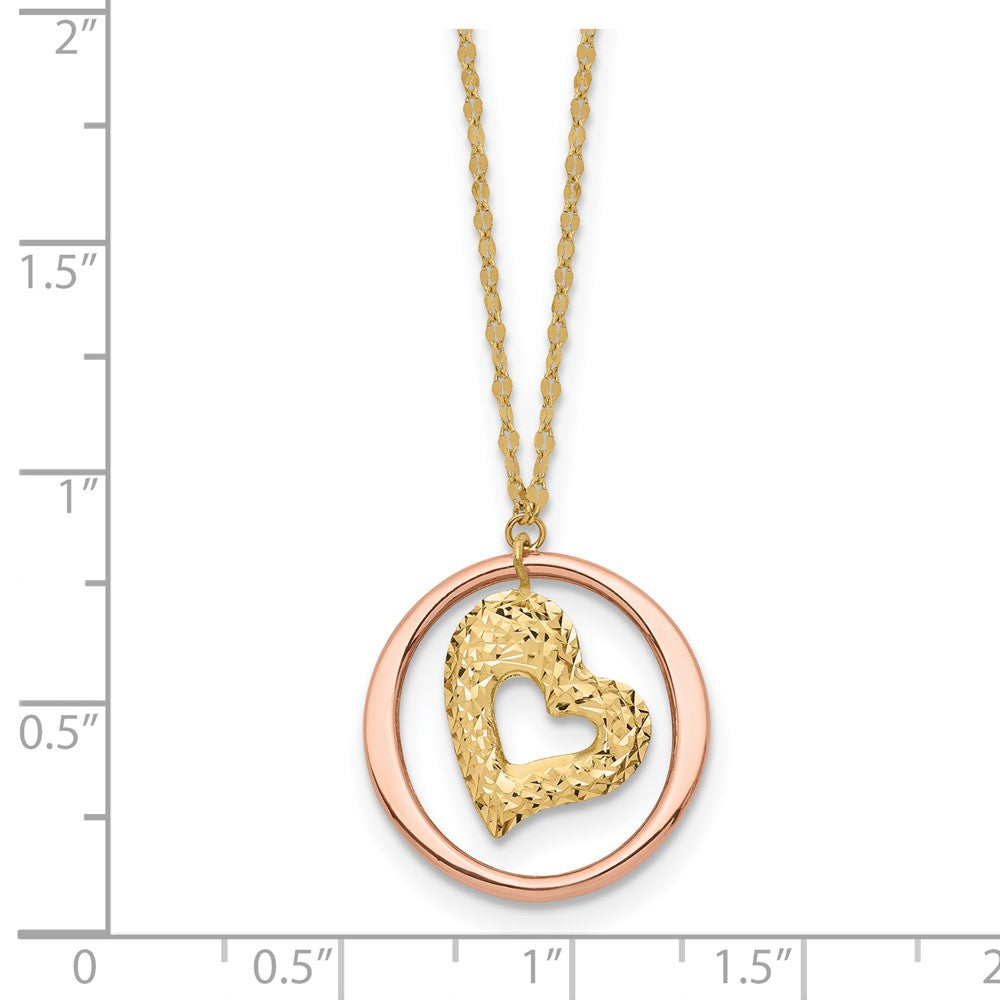 FJC Finejewelers 14 kt Two Tone Gold Two Tone Heart in Open Circle Necklace 18 Inches x 19 mm