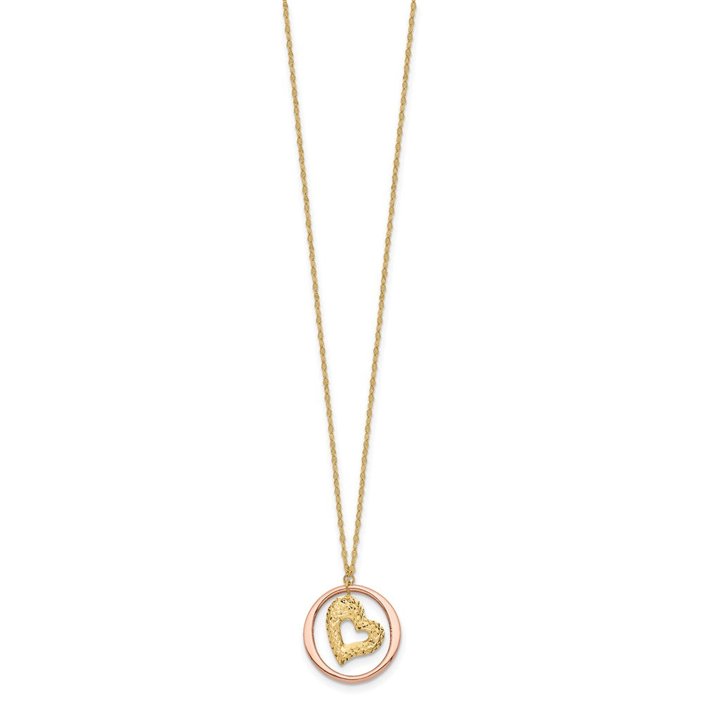 FJC Finejewelers 14 kt Two Tone Gold Two Tone Heart in Open Circle Necklace 18 Inches x 19 mm