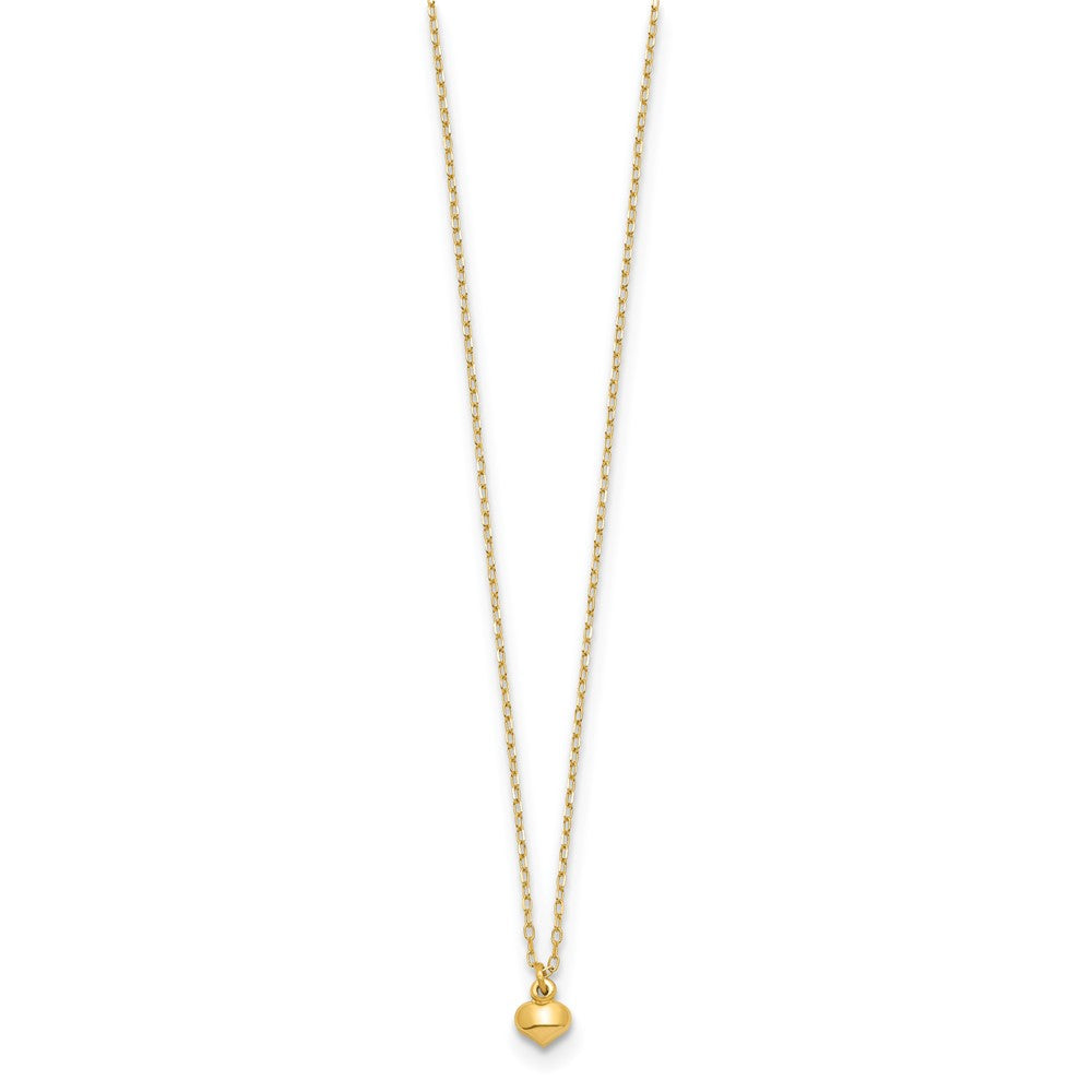 FJC Finejewelers 14 kt Yellow Gold Cable Polished Puffed Heart Necklace 16.5 Inches x 4 mm