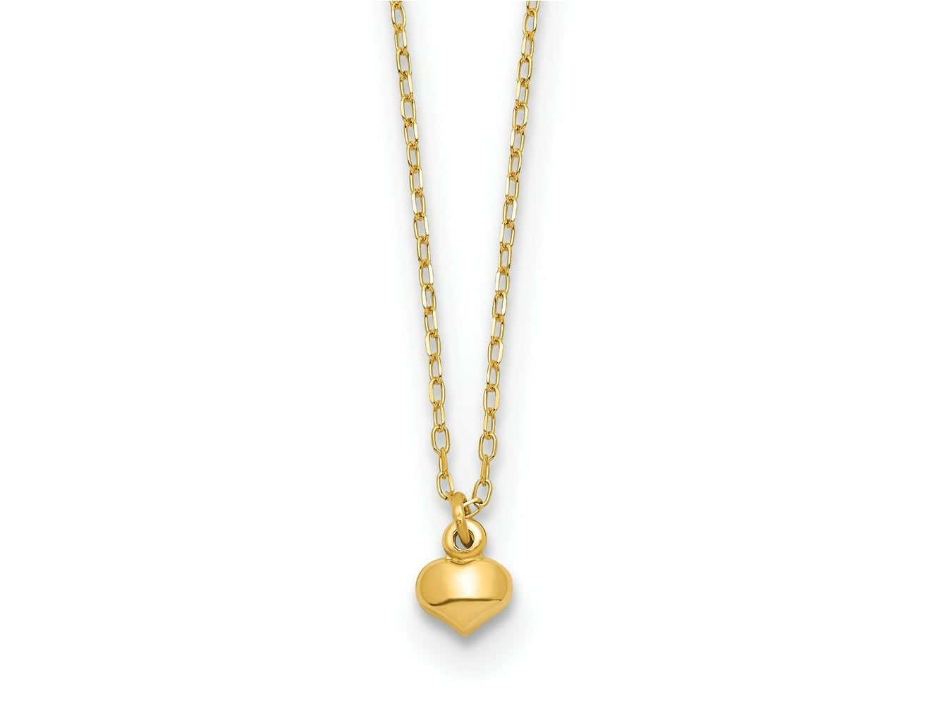 FJC Finejewelers 14 kt Yellow Gold Cable Polished Puffed Heart Necklace 16.5 Inches x 4 mm