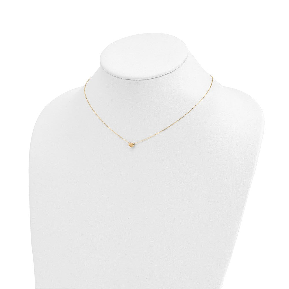 FJC Finejewelers 14 kt Yellow Gold Cable Polished Heart Necklace 16.5 Inches x 6 mm