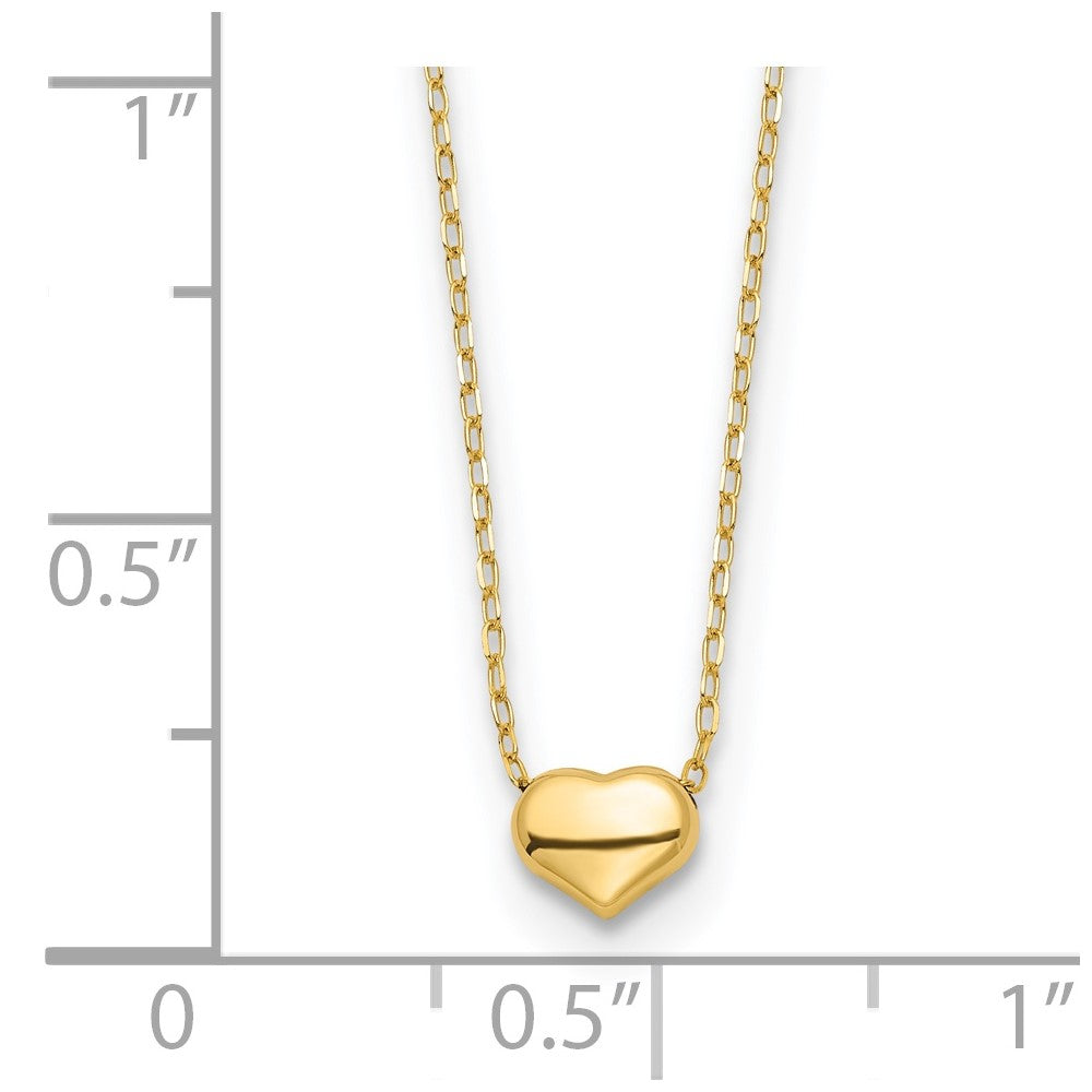 FJC Finejewelers 14 kt Yellow Gold Cable Polished Heart Necklace 16.5 Inches x 6 mm