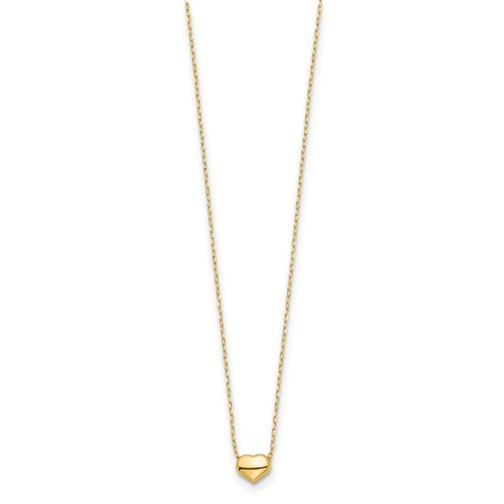 FJC Finejewelers 14 kt Yellow Gold Cable Polished Heart Necklace 16.5 Inches x 6 mm