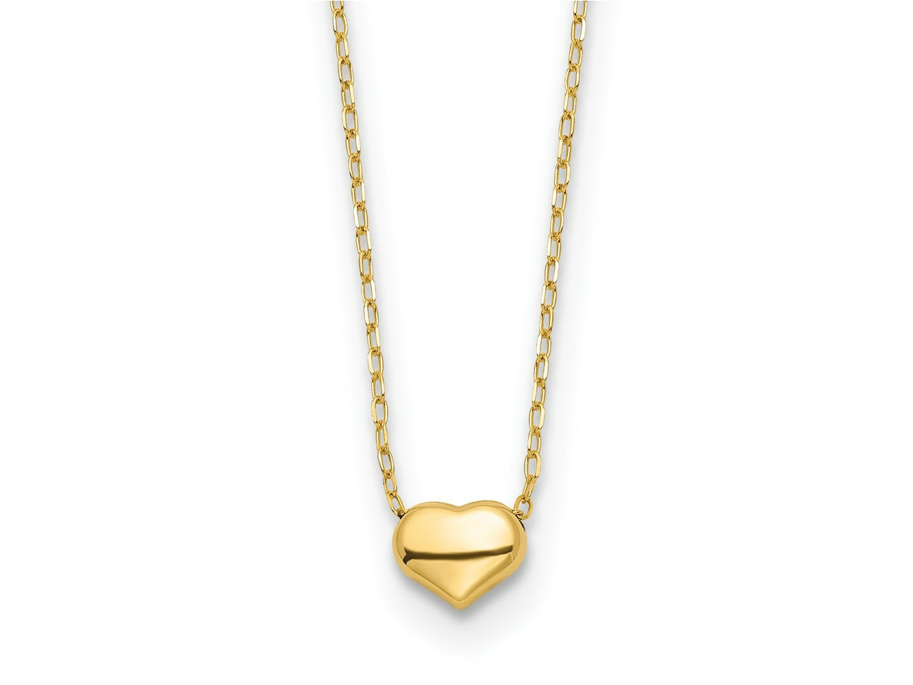 FJC Finejewelers 14 kt Yellow Gold Cable Polished Heart Necklace 16.5 Inches x 6 mm