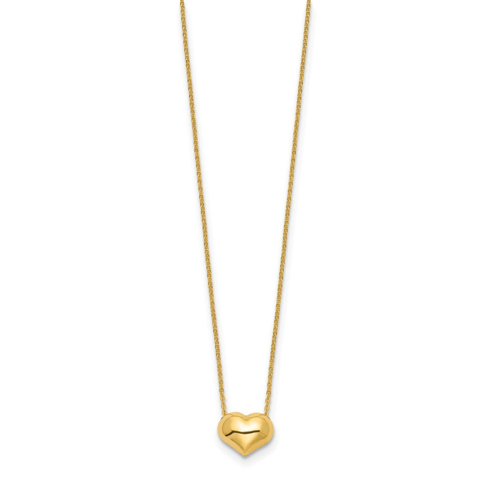 FJC Finejewelers 14 kt Yellow Gold Polished Puffed Heart Necklace 16.5 Inches x 10 mm