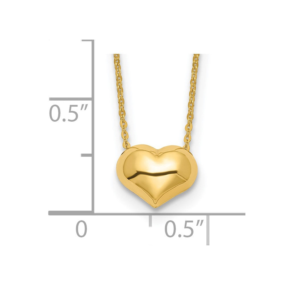 FJC Finejewelers 14 kt Yellow Gold Polished Puffed Heart Necklace 16.5 Inches x 10 mm