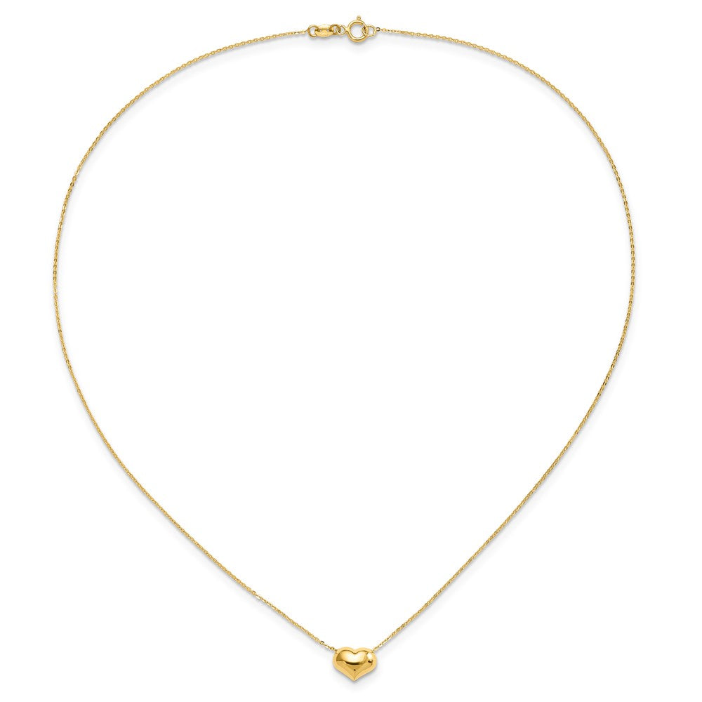 FJC Finejewelers 14 kt Yellow Gold Polished Puffed Heart Necklace 16.5 Inches x 10 mm
