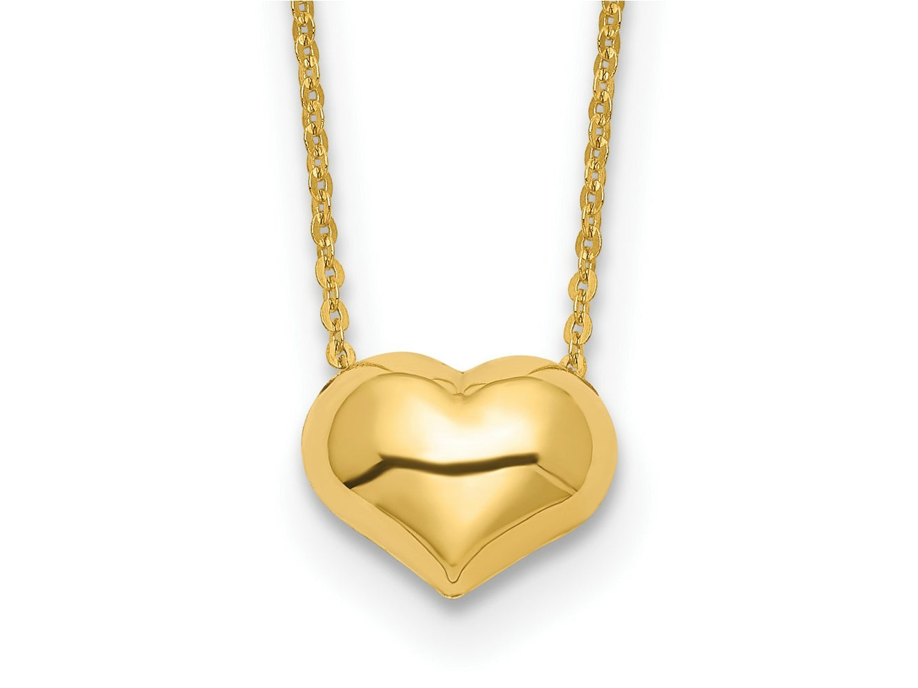 FJC Finejewelers 14 kt Yellow Gold Polished Puffed Heart Necklace 16.5 Inches x 10 mm