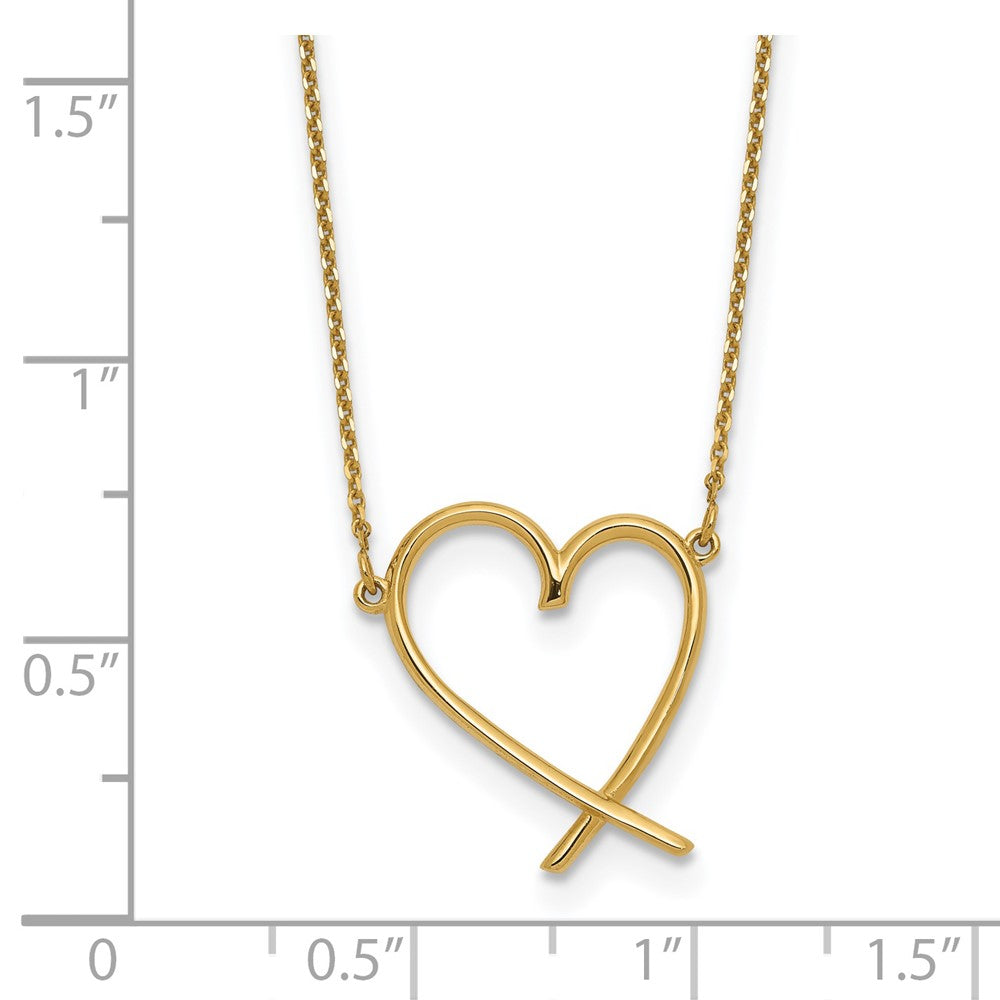 FJC Finejewelers 14 kt Yellow Gold Cable Polished Open Heart with Necklace 18 Inches x 16 mm