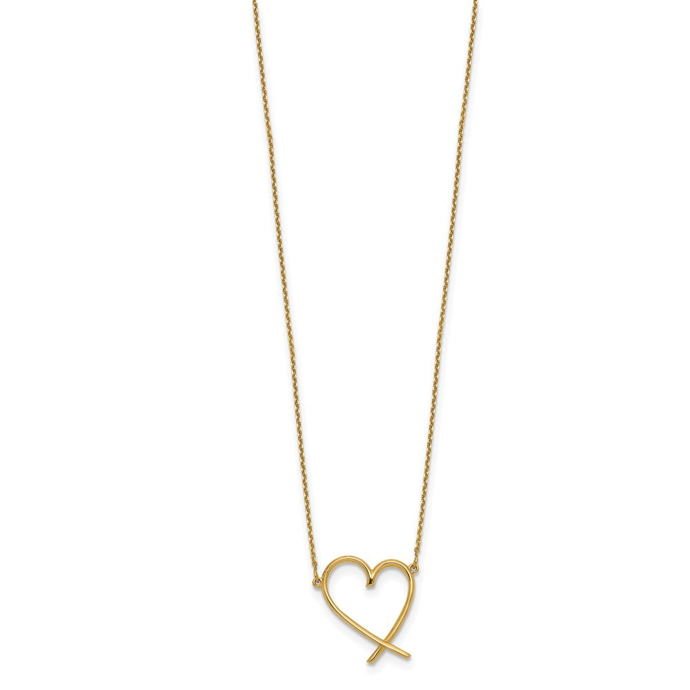 FJC Finejewelers 14 kt Yellow Gold Cable Polished Open Heart with Necklace 18 Inches x 16 mm