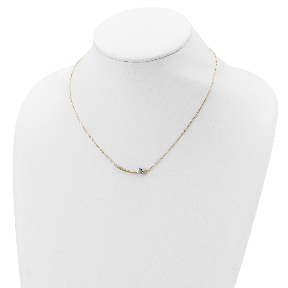 FJC Finejewelers 14 kt Two Tone Gold Cable Heart Bar 18 inch Necklace 18 Inches x 6 mm